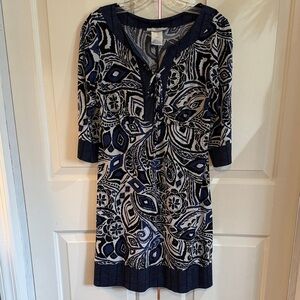 Papillon Blanc Blue and White Patterned Top